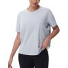 imageTHE GYM PEOPLE Womens Short Sleeve Workout TShirts Back Loose Fit Running Yoga Tee TopsHeather Grey