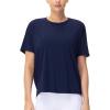imageTHE GYM PEOPLE Womens Short Sleeve Workout TShirts Back Loose Fit Running Yoga Tee TopsNavy Blue