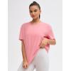 imageTHE GYM PEOPLE Womens Short Sleeve Workout TShirts Back Loose Fit Running Yoga Tee TopsRose Red