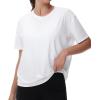 imageTHE GYM PEOPLE Womens Short Sleeve Workout TShirts Back Loose Fit Running Yoga Tee TopsWhite