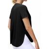 imageTHE GYM PEOPLE Womens Workout TShirts Loose Fit Short Sleeve Cotton Running Basic Tee Tops with Split HemBlack