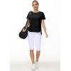 imageTHE GYM PEOPLE Womens Workout TShirts Loose Fit Short Sleeve Cotton Running Basic Tee Tops with Split HemBlack