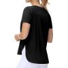 imageTHE GYM PEOPLE Womens Workout TShirts Loose Fit Short Sleeve Cotton Running Basic Tee Tops with Split HemBlack