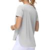 imageTHE GYM PEOPLE Womens Workout TShirts Loose Fit Short Sleeve Cotton Running Basic Tee Tops with Split HemBright Grey