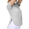 imageTHE GYM PEOPLE Womens Workout TShirts Loose Fit Short Sleeve Cotton Running Basic Tee Tops with Split HemBright Grey