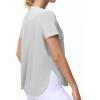 imageTHE GYM PEOPLE Womens Workout TShirts Loose Fit Short Sleeve Cotton Running Basic Tee Tops with Split HemBright Grey