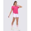 imageTHE GYM PEOPLE Womens Workout TShirts Loose Fit Short Sleeve Cotton Running Basic Tee Tops with Split HemBright Pink