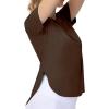imageTHE GYM PEOPLE Womens Workout TShirts Loose Fit Short Sleeve Cotton Running Basic Tee Tops with Split HemBrown