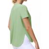 imageTHE GYM PEOPLE Womens Workout TShirts Loose Fit Short Sleeve Cotton Running Basic Tee Tops with Split HemJasmine Green
