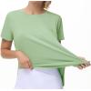 imageTHE GYM PEOPLE Womens Workout TShirts Loose Fit Short Sleeve Cotton Running Basic Tee Tops with Split HemJasmine Green