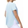 imageTHE GYM PEOPLE Womens Workout TShirts Loose Fit Short Sleeve Cotton Running Basic Tee Tops with Split HemLight Blue
