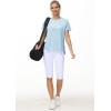 imageTHE GYM PEOPLE Womens Workout TShirts Loose Fit Short Sleeve Cotton Running Basic Tee Tops with Split HemLight Blue