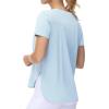 imageTHE GYM PEOPLE Womens Workout TShirts Loose Fit Short Sleeve Cotton Running Basic Tee Tops with Split HemLight Blue