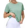 imageTHE GYM PEOPLE Womens Workout TShirts Loose Fit Short Sleeve Cotton Running Basic Tee Tops with Split HemLight Green