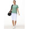 imageTHE GYM PEOPLE Womens Workout TShirts Loose Fit Short Sleeve Cotton Running Basic Tee Tops with Split HemLight Green