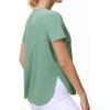 imageTHE GYM PEOPLE Womens Workout TShirts Loose Fit Short Sleeve Cotton Running Basic Tee Tops with Split HemLight Green