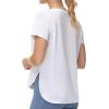 imageTHE GYM PEOPLE Womens Workout TShirts Loose Fit Short Sleeve Cotton Running Basic Tee Tops with Split HemWhite