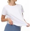 imageTHE GYM PEOPLE Womens Workout TShirts Loose Fit Short Sleeve Cotton Running Basic Tee Tops with Split HemWhite