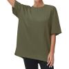 imageTHE GYM PEOPLE Womens Casual Oversized TShirts Summer Crewneck Short Sleeve Workout Basic Tee TopsArmy Green