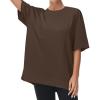 imageTHE GYM PEOPLE Womens Casual Oversized TShirts Summer Crewneck Short Sleeve Workout Basic Tee TopsBrown