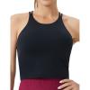 imageTHE GYM PEOPLE Womens Cross Back Sports Bra Halter Neck Workout Crop Tank Tops with Removable PadsBlack