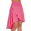 imageTHE GYM PEOPLE Womens High Waist Wrap Ruffle Hem Asymmetric Skort High Low Flowy Midi Skirt with ShortsBright Pink