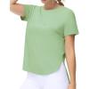 imageTHE GYM PEOPLE Womens Workout TShirts Loose Fit Short Sleeve Cotton Running Basic Tee Tops with Split HemJasmine Green