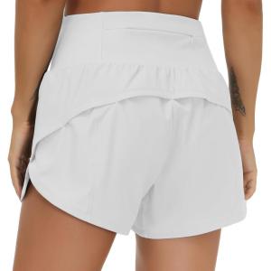 imageTHE GYM PEOPLE Womens High Waisted Worktout Shorts Quick Dry Running Athletic Shorts with Mesh Liner Zipper PocketBright Grey