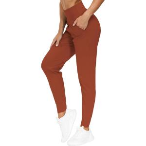 imageTHE GYM PEOPLE Womens Joggers Pants Lightweight Athletic Leggings Tapered Lounge Pants for Workout Yoga RunningBrick Red