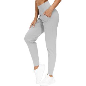 imageTHE GYM PEOPLE Womens Joggers Pants Lightweight Athletic Leggings Tapered Lounge Pants for Workout Yoga RunningBright Grey