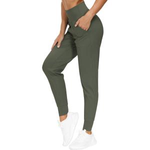 imageTHE GYM PEOPLE Womens Joggers Pants Lightweight Athletic Leggings Tapered Lounge Pants for Workout Yoga RunningOlive Green