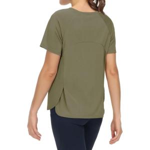 imageTHE GYM PEOPLE Womens Short Sleeve Workout Shirts Breathable Yoga TShirts with Side Slits Athletic Tee TopsGrey Green