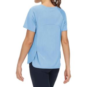 imageTHE GYM PEOPLE Womens Short Sleeve Workout Shirts Breathable Yoga TShirts with Side Slits Athletic Tee TopsLight Blue