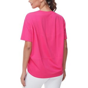 imageTHE GYM PEOPLE Womens Short Sleeve Workout TShirts Back Loose Fit Running Yoga Tee TopsBright Pink