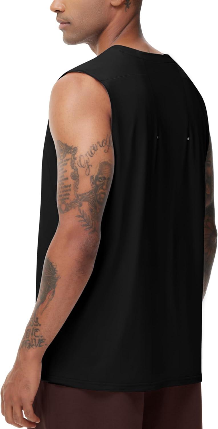 imageTHE GYM PEOPLE Mens Workout Tank Top UPF 50 Sleeveless Quick Dry Athletic Shirts Casual Running Muscle ShirtsBlack