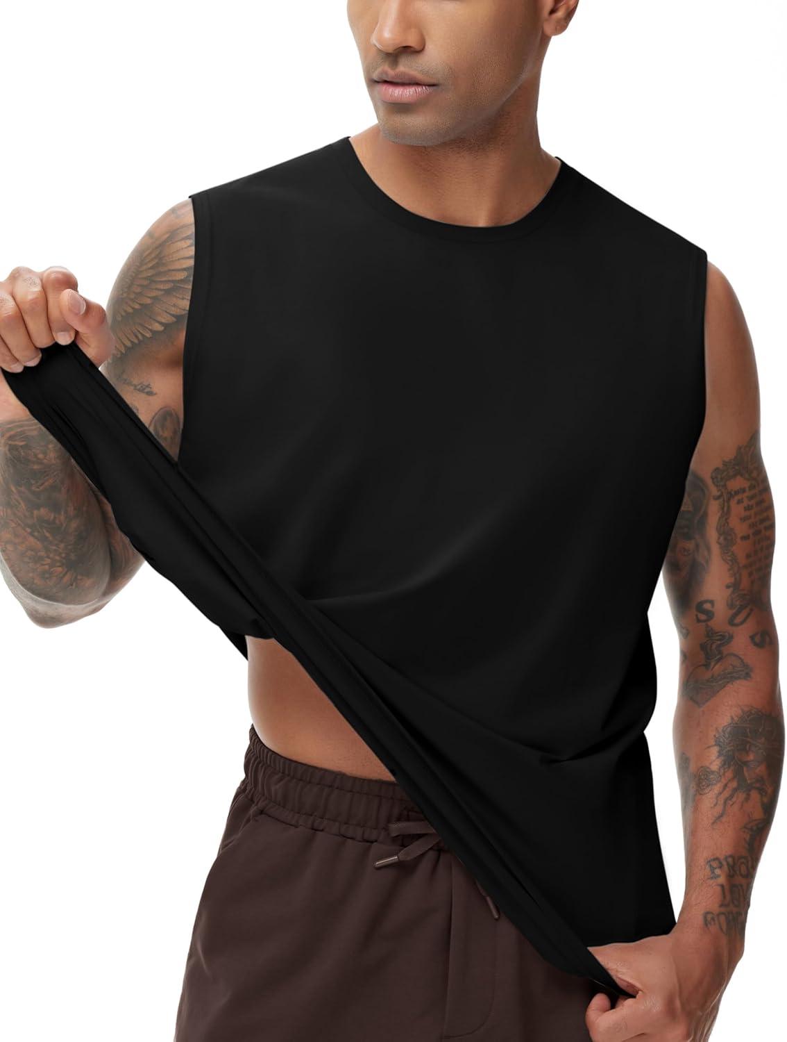 imageTHE GYM PEOPLE Mens Workout Tank Top UPF 50 Sleeveless Quick Dry Athletic Shirts Casual Running Muscle ShirtsBlack