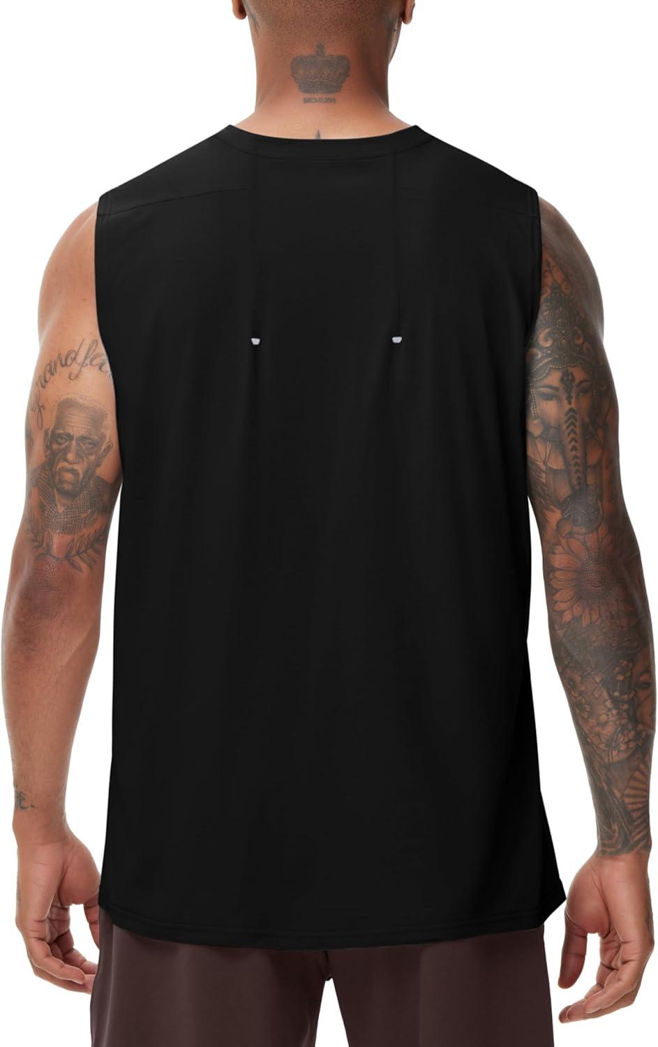 imageTHE GYM PEOPLE Mens Workout Tank Top UPF 50 Sleeveless Quick Dry Athletic Shirts Casual Running Muscle ShirtsBlack