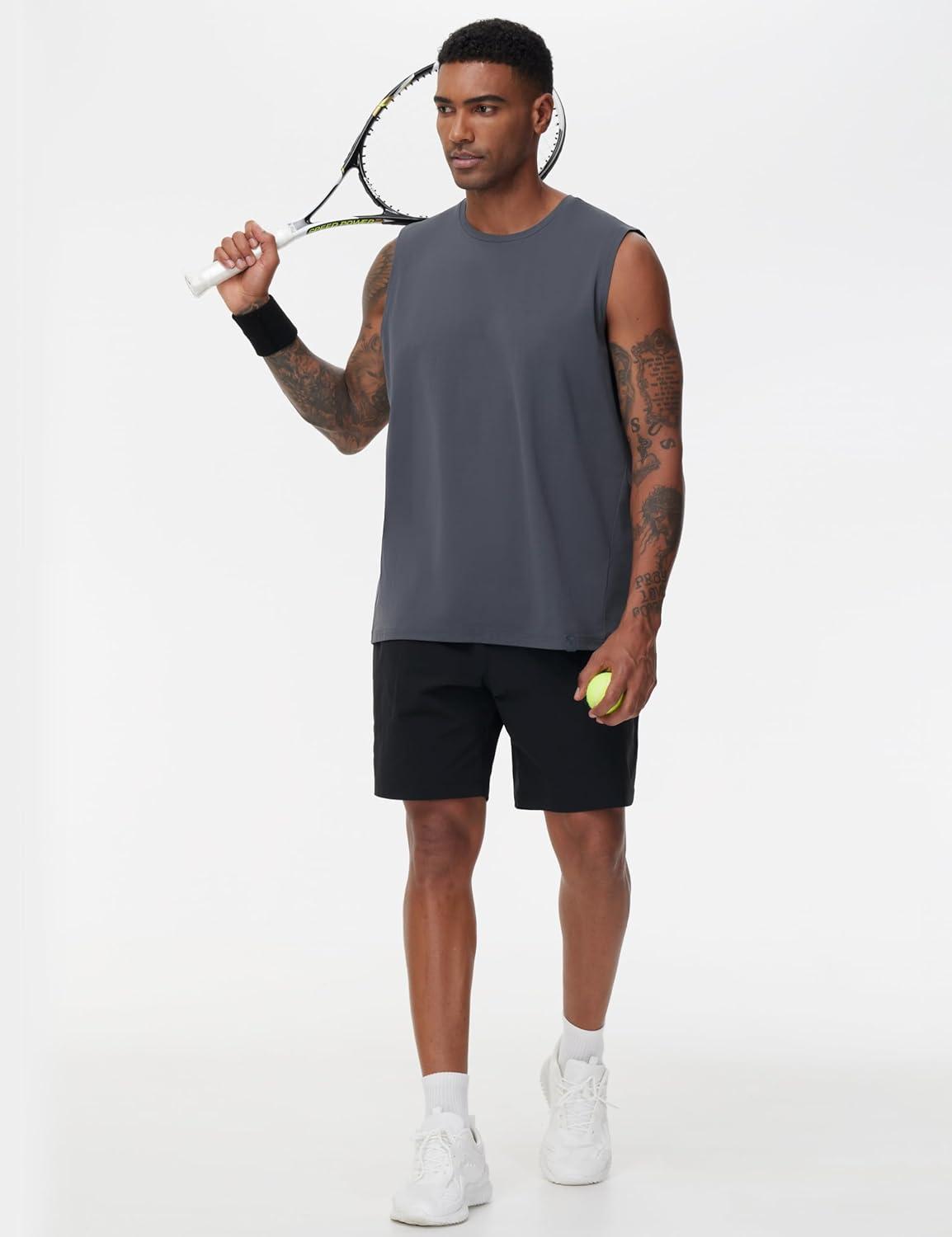 imageTHE GYM PEOPLE Mens Workout Tank Top UPF 50 Sleeveless Quick Dry Athletic Shirts Casual Running Muscle ShirtsDark Grey