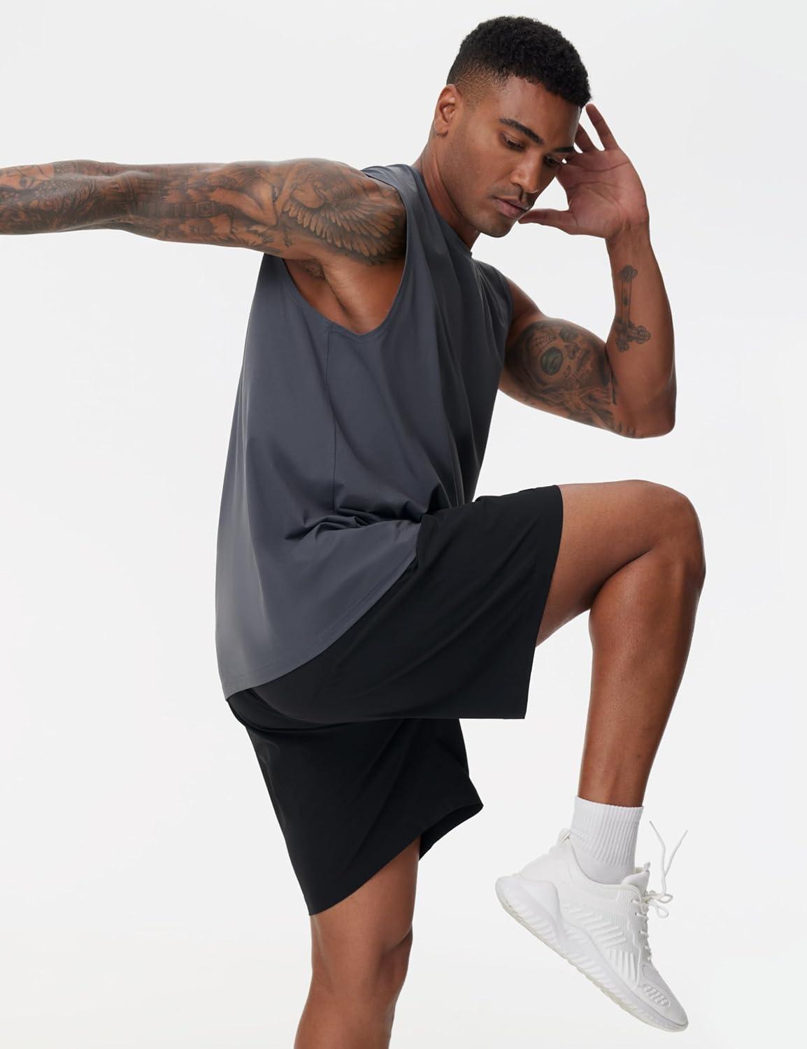 imageTHE GYM PEOPLE Mens Workout Tank Top UPF 50 Sleeveless Quick Dry Athletic Shirts Casual Running Muscle ShirtsDark Grey