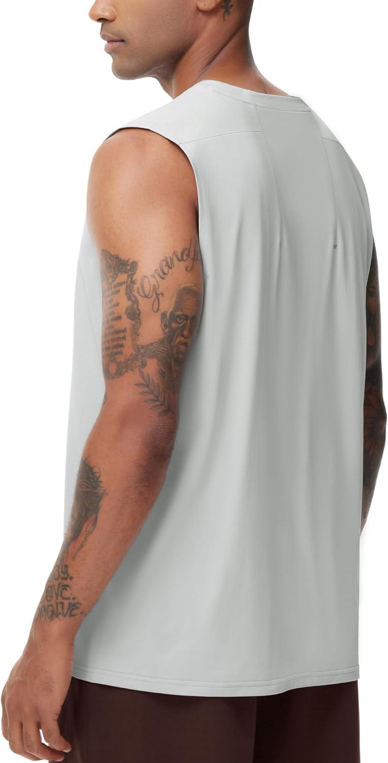 imageTHE GYM PEOPLE Mens Workout Tank Top UPF 50 Sleeveless Quick Dry Athletic Shirts Casual Running Muscle ShirtsLight Grey