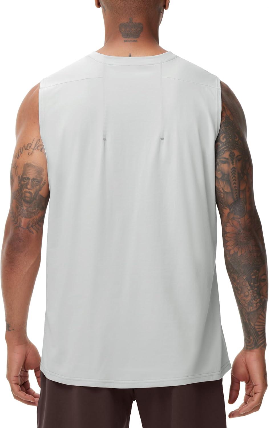 imageTHE GYM PEOPLE Mens Workout Tank Top UPF 50 Sleeveless Quick Dry Athletic Shirts Casual Running Muscle ShirtsLight Grey