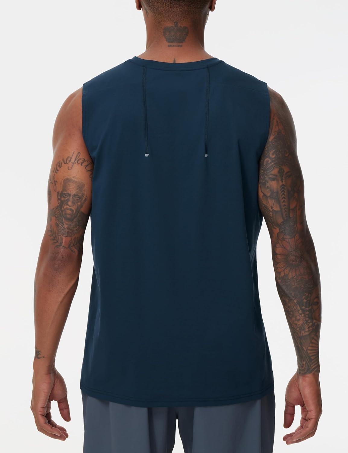 imageTHE GYM PEOPLE Mens Workout Tank Top UPF 50 Sleeveless Quick Dry Athletic Shirts Casual Running Muscle ShirtsNavy Blue