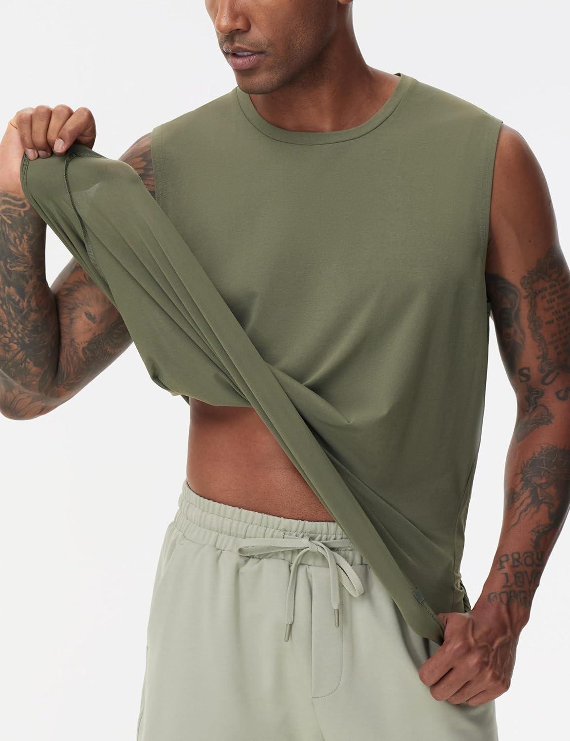 imageTHE GYM PEOPLE Mens Workout Tank Top UPF 50 Sleeveless Quick Dry Athletic Shirts Casual Running Muscle ShirtsOlive Green