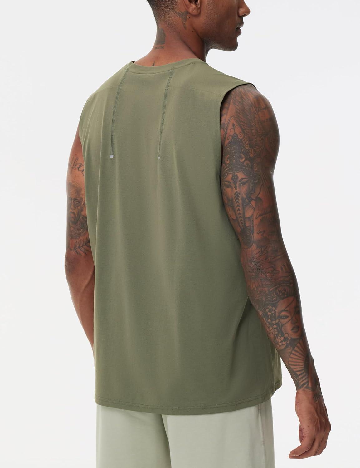 imageTHE GYM PEOPLE Mens Workout Tank Top UPF 50 Sleeveless Quick Dry Athletic Shirts Casual Running Muscle ShirtsOlive Green