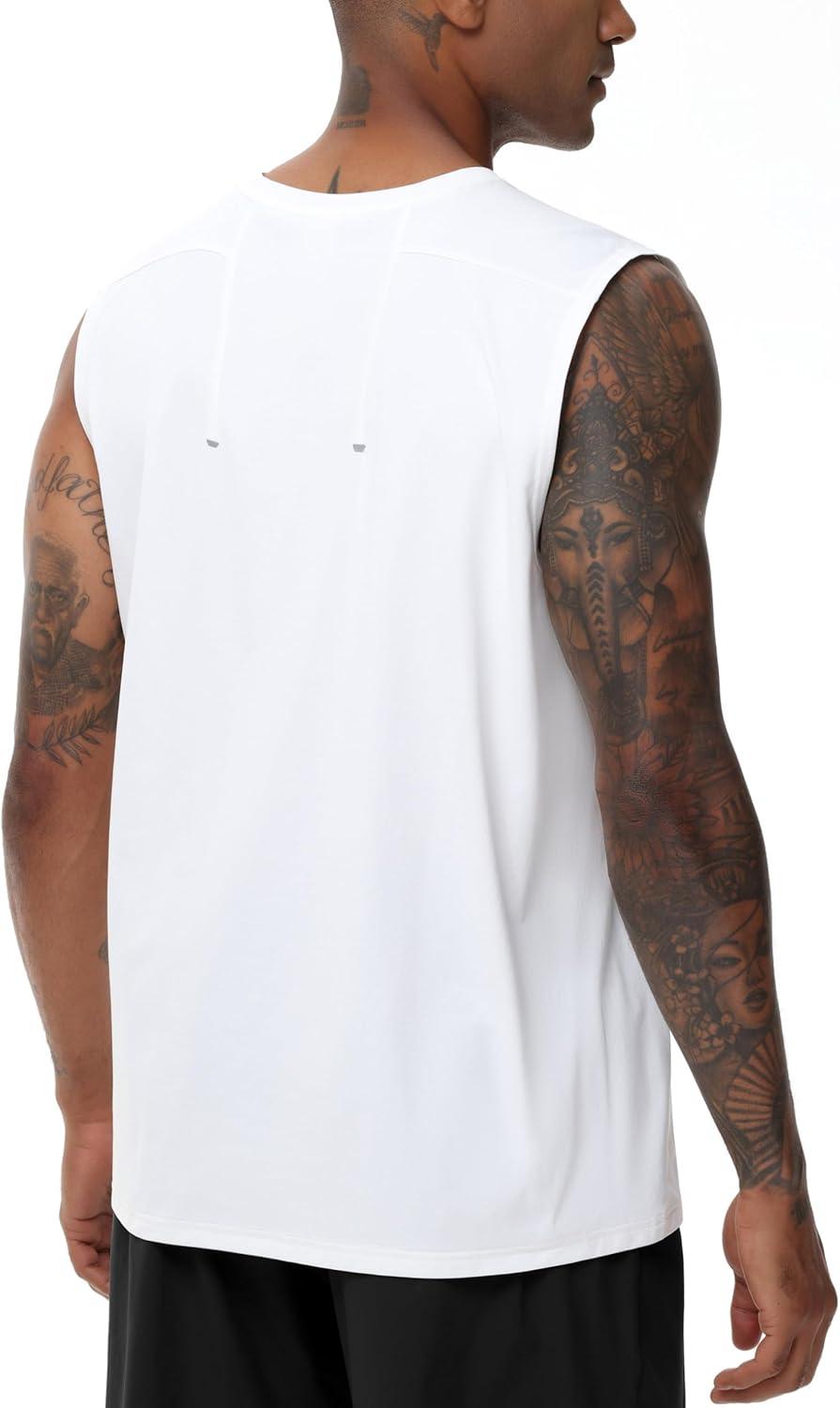 imageTHE GYM PEOPLE Mens Workout Tank Top UPF 50 Sleeveless Quick Dry Athletic Shirts Casual Running Muscle ShirtsWhite