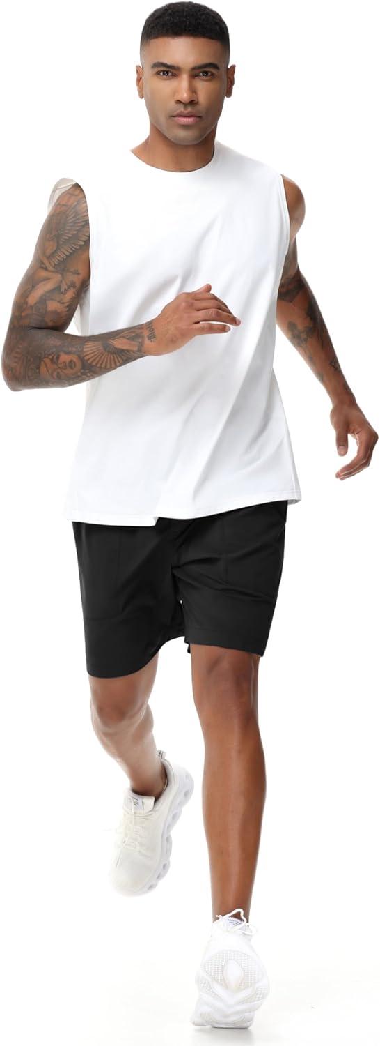 imageTHE GYM PEOPLE Mens Workout Tank Top UPF 50 Sleeveless Quick Dry Athletic Shirts Casual Running Muscle ShirtsWhite