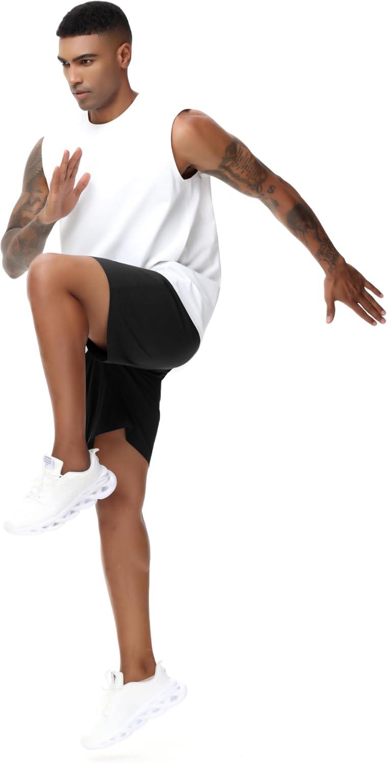 imageTHE GYM PEOPLE Mens Workout Tank Top UPF 50 Sleeveless Quick Dry Athletic Shirts Casual Running Muscle ShirtsWhite
