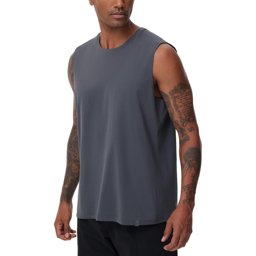 imageTHE GYM PEOPLE Mens Workout Tank Top UPF 50 Sleeveless Quick Dry Athletic Shirts Casual Running Muscle ShirtsDark Grey