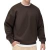 imageTHE GYM PEOPLE Mens Fleece Crewneck Sweatshirt Thick Loose fit Soft Basic Pullover SweatshirtBrown