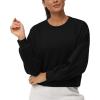 imageTHE GYM PEOPLE Womens Crewneck Cropped Pullover Sweatshirt Cute Basic Long Sleeves Workout TopsBlack